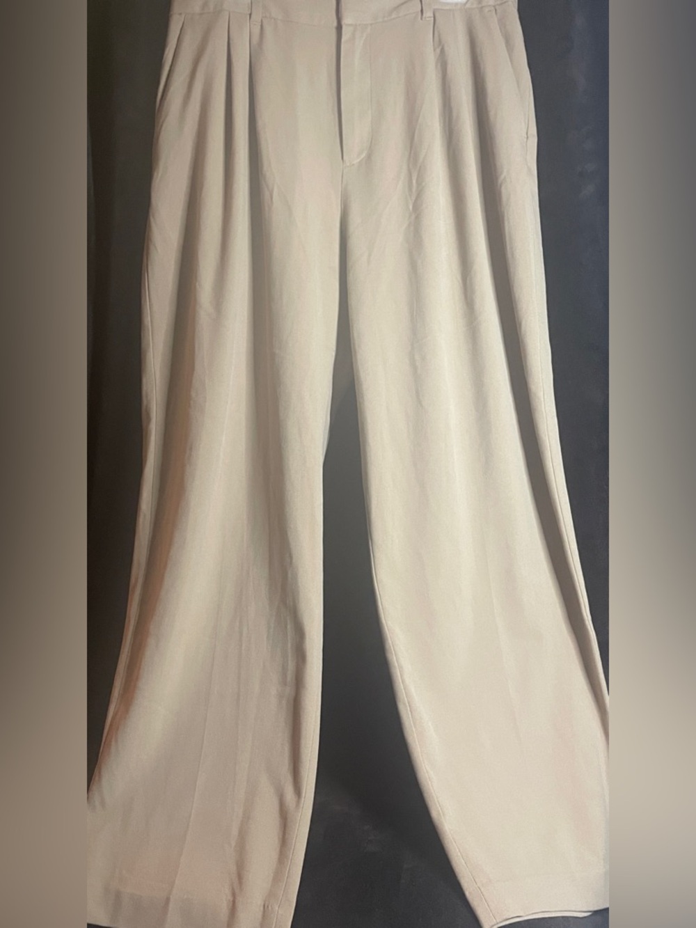 GAP Women’s Light Tan Pleated Wide-Leg Trousers Size-q”16Tall